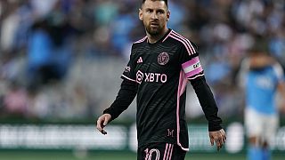 Inter Miami forward Lionel Messi plays during the first half of an MLS soccer match against Charlotte FC, Saturday, Oct. 21, 2023, in Charlotte, N.C. USA