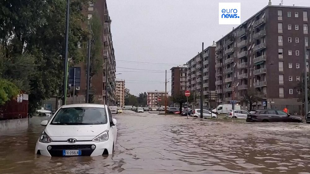 Severe rainstorms flood the streets of Milan