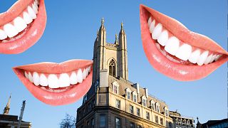Mouths surrounding the Bow Bells church in East London, defining the Cockney area