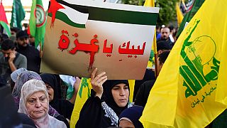 مسيرة تضامنية مع الشعب الفلسطيني في غزة، في الضاحية الجنوبية لبيروت، لبنان، الجمعة 20 أكتوبر 2023