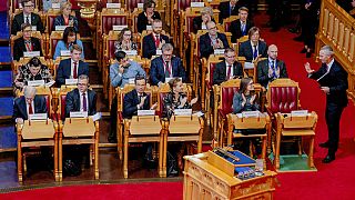 Representantes del Consejo Nórdico durante la reunión en el parlamento noruego.