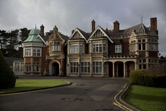 FILE - An exterior view shows the mansion house at Bletchley Park museum where the movie "The Imitation Game" is set and where some scenes were filmed in the town of Bletchley