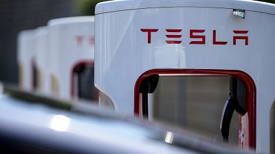 A Tesla charging station