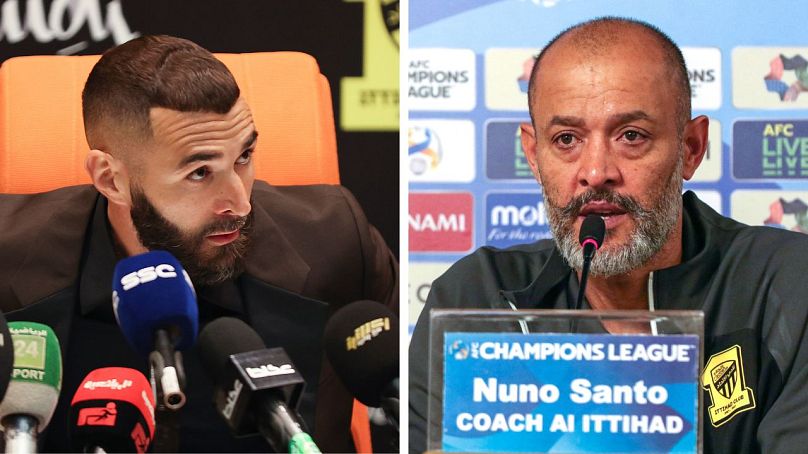 A row between Benzema [left] and Nuno [right] was the catalyst for the manager's dismissal
