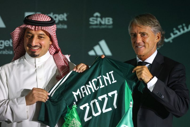 Mancini [right] is the new Saudi national team coach