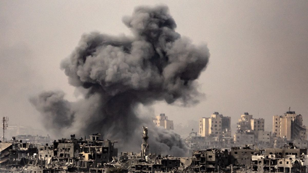 This image taken from the Israeli border with the Gaza Strip on October 29, 2023.