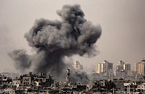 This image taken from the Israeli border with the Gaza Strip on October 29, 2023.