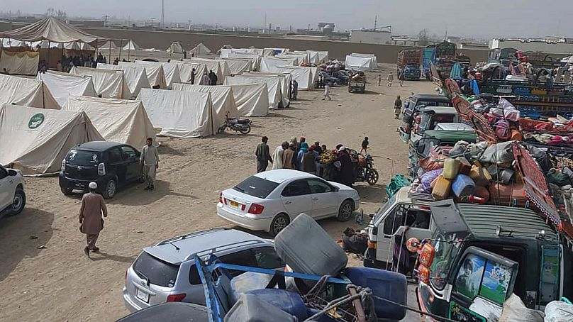 برپایی اردوگاه موقت ترک خاک در مرز چمن به تاریخ اول نوامبر ۲۰۲۳
