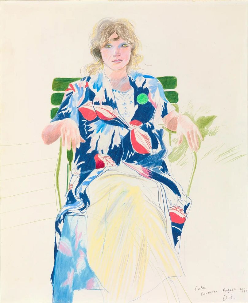 Celia, Carennac, August 1971 by David Hockney, Colored pencil on paper.