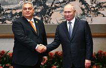 Vlagyimir Putyin orosz elnök és Orbán Viktor magyar miniszterelnök 2023. október 17-én, kedden a pekingi "Egy út, egy övezet" fórumon