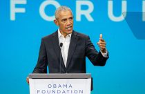 الرئيس الأمريكي السابق، باراك أوباما في كلمة ألقاها أمام منتدى الديمقراطية في شيكاغو، الولايات المتحدة