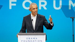 الرئيس الأمريكي السابق، باراك أوباما في كلمة ألقاها أمام منتدى الديمقراطية في شيكاغو، الولايات المتحدة