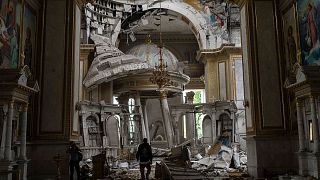 عکس آرشیوی از آسیب‌‌های داخلی به کلیسای جامع اودسا در پی حملات موشکی روسیه