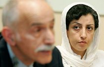 ranian Narges Mohammadi, right, from the center for Human Rights Defenders, listens to Karim Lahidji, president of the Iranian league for the Defence of Human Rights