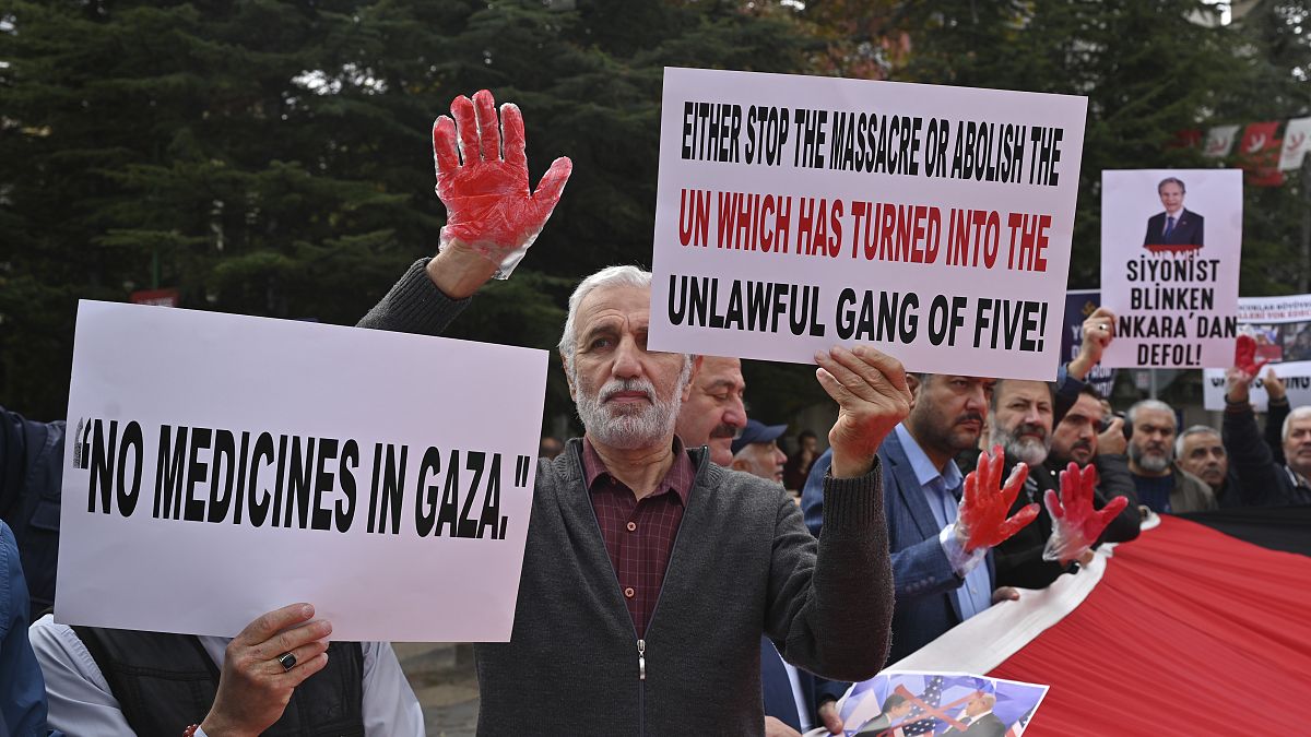 مظاهرة مؤيدة للفلسطينيين أمام وزارة الخارجية التركية