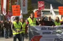 Manifestación del sector metalúrgico en Viena, Austria.