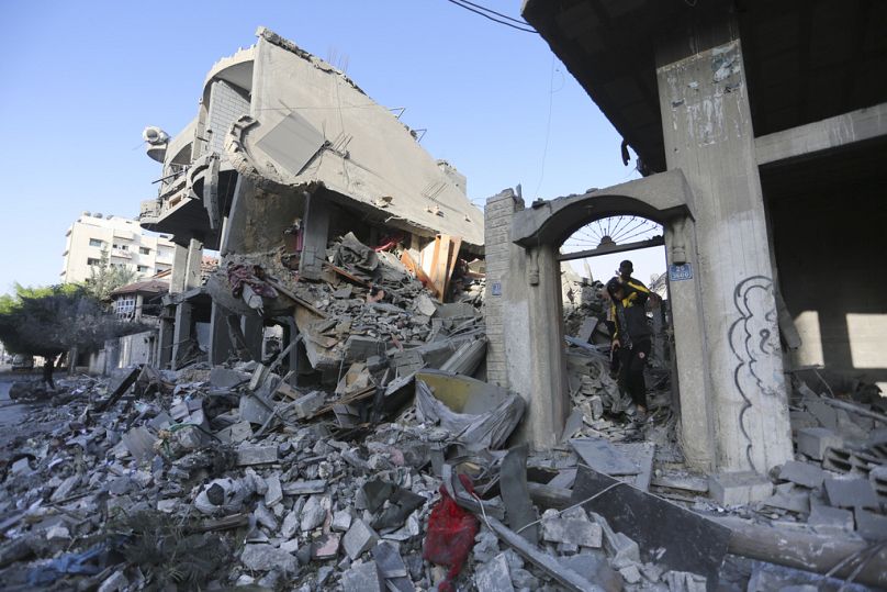 Edifici distrutti a Rafah, Gaza, da bombardamenti israeliani