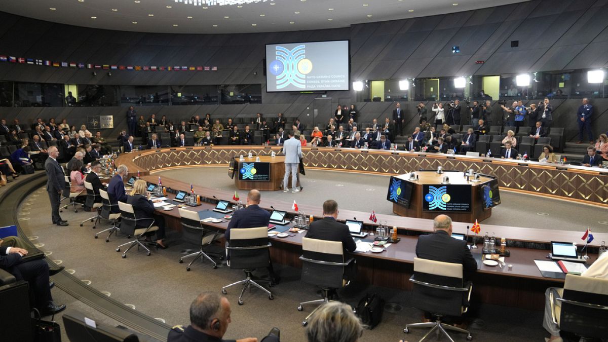 منظر عام لاجتماع مجلس دول حلف شمال الأطلسي-أوكرانيا في مقر الناتو- بروكسل،  11 أكتوبر 2023.