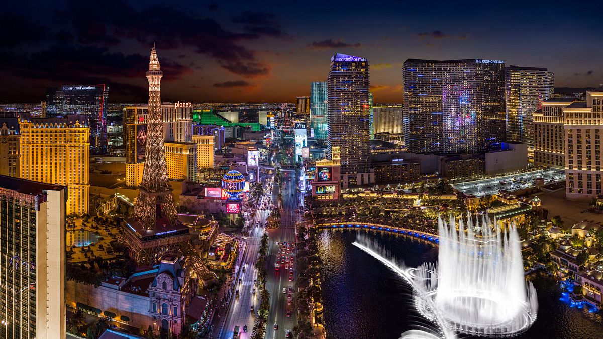 The Las Vegas strip at nighttime