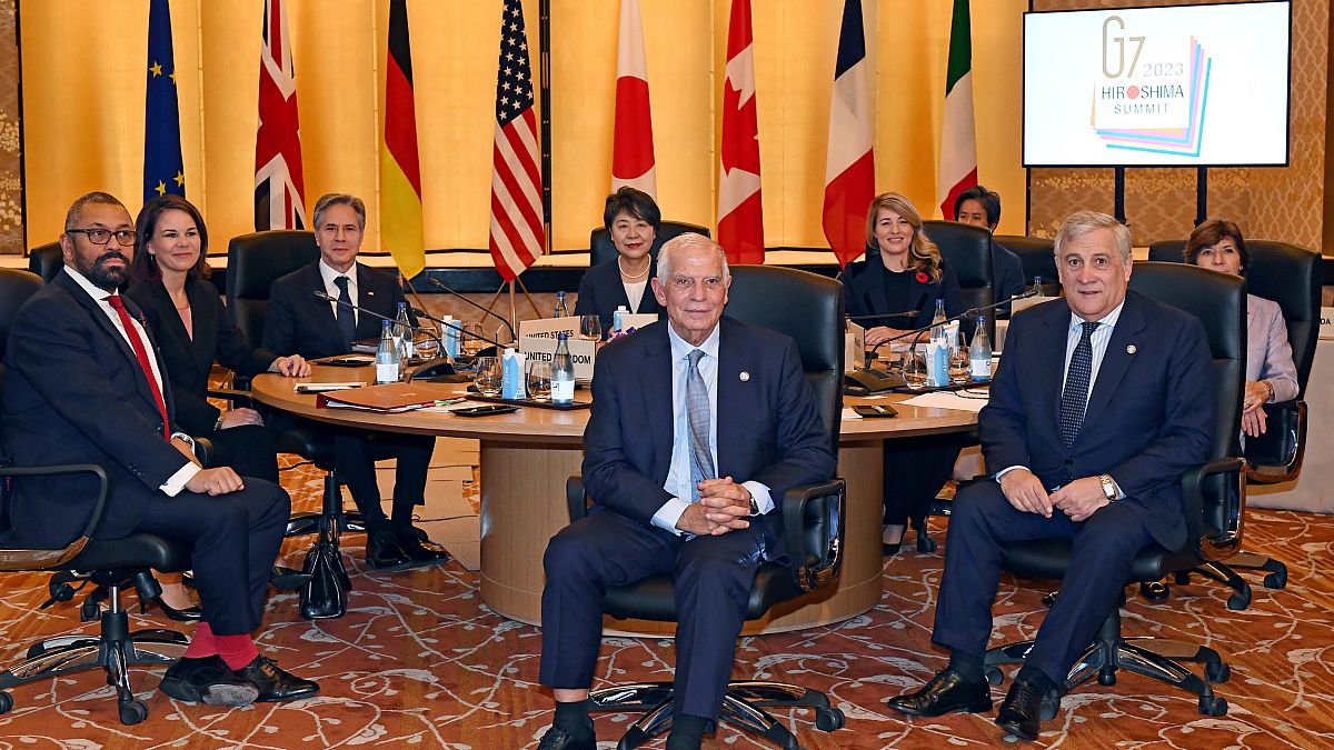 Chefes da diplomacia dos membros do G7, incluindo a não numerada União Europeia