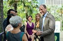 Britain's Prince William meets Earthshot Prize finalists at the famed Gardens by the Bay park in Singapore, 7 November 2023.