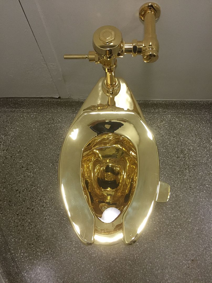 A fully functioning solid gold toilet, made by Italian artist Maurizio Cattelan, is going into public use at the Guggenheim Museum in New York on September 15, 2016