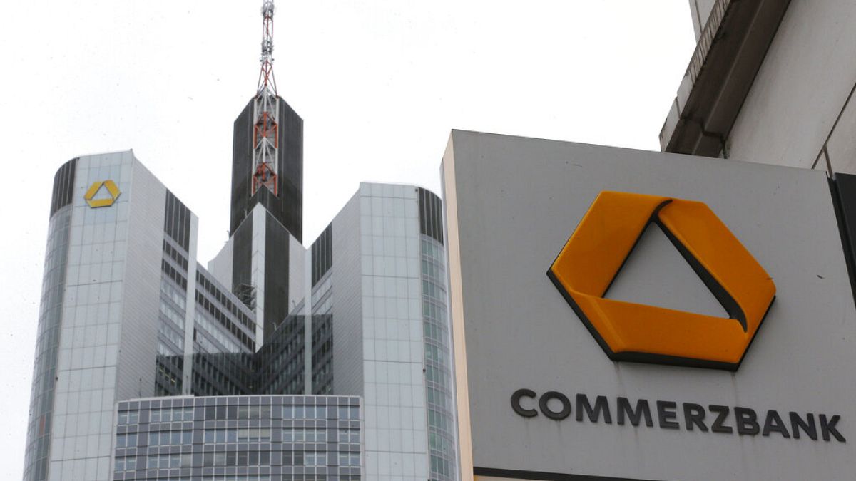Headquarters of Commerzbank is photographed on the day of the annual press conference in Frankfurt, Germany, Thursday, Feb. 13, 2014.