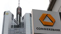 Headquarters of Commerzbank is photographed on the day of the annual press conference in Frankfurt, Germany, Thursday, Feb. 13, 2014.