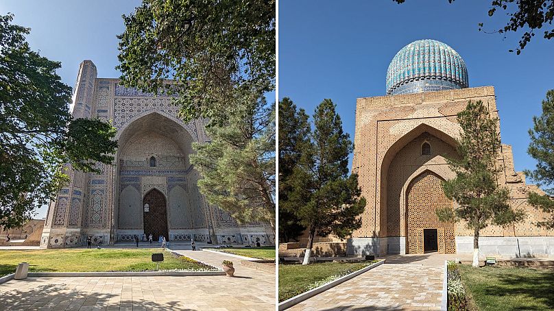 Bibi-Khanym Mosque is just a stone’s throw from Siyob Bozor.