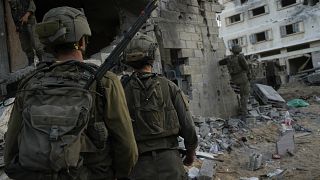 Izraeli katonák a Gázai övezetben 2023. november 8-án.