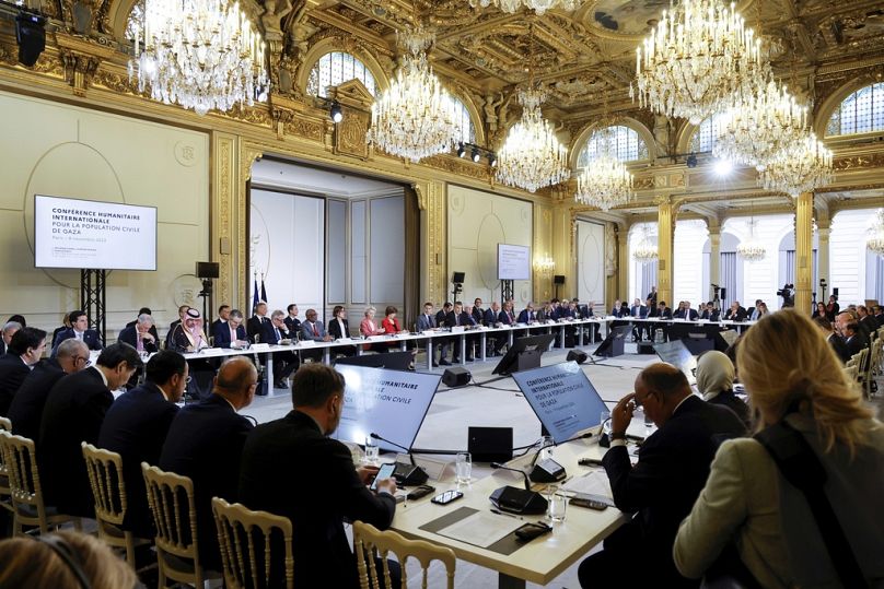 Delegated meet at international Gaza aid conference at the Elysee Palace, in Paris, Thursday, Nov. 9, 2023.