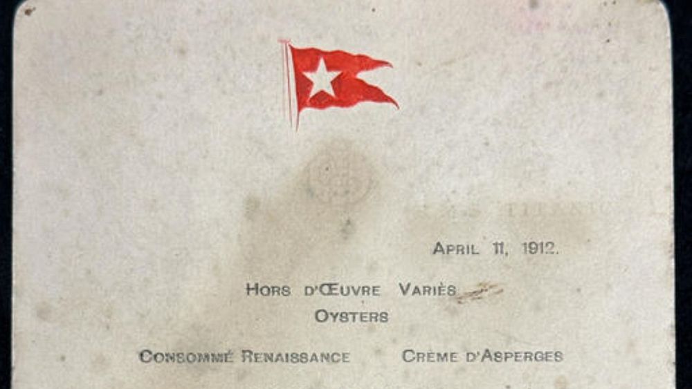 Рядко първокласно меню на Титаник на търг - Авторско право HENRY ALDRIDGE