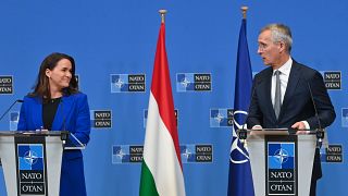 Novák Katalin köztársasági elnök és Jens Stoltenberg NATO-főtitkár Brüsszelben