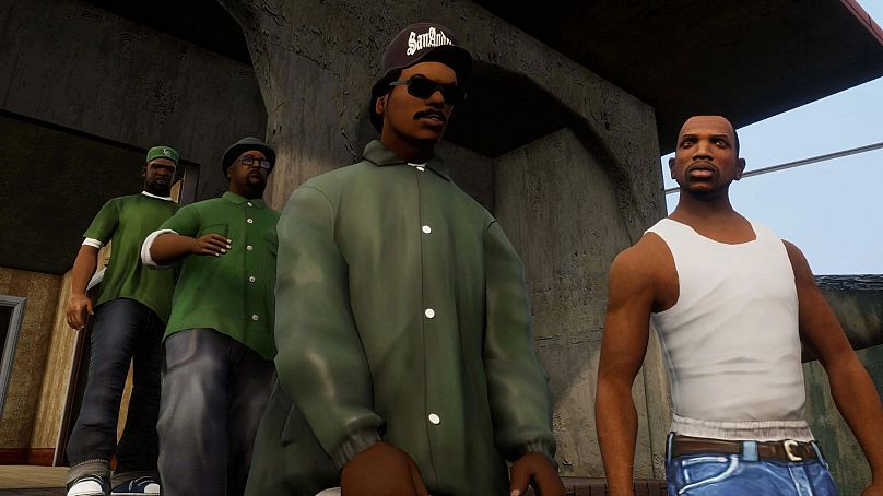 Image shows various characters from Grand Theft Auto: San Andreas (2004)