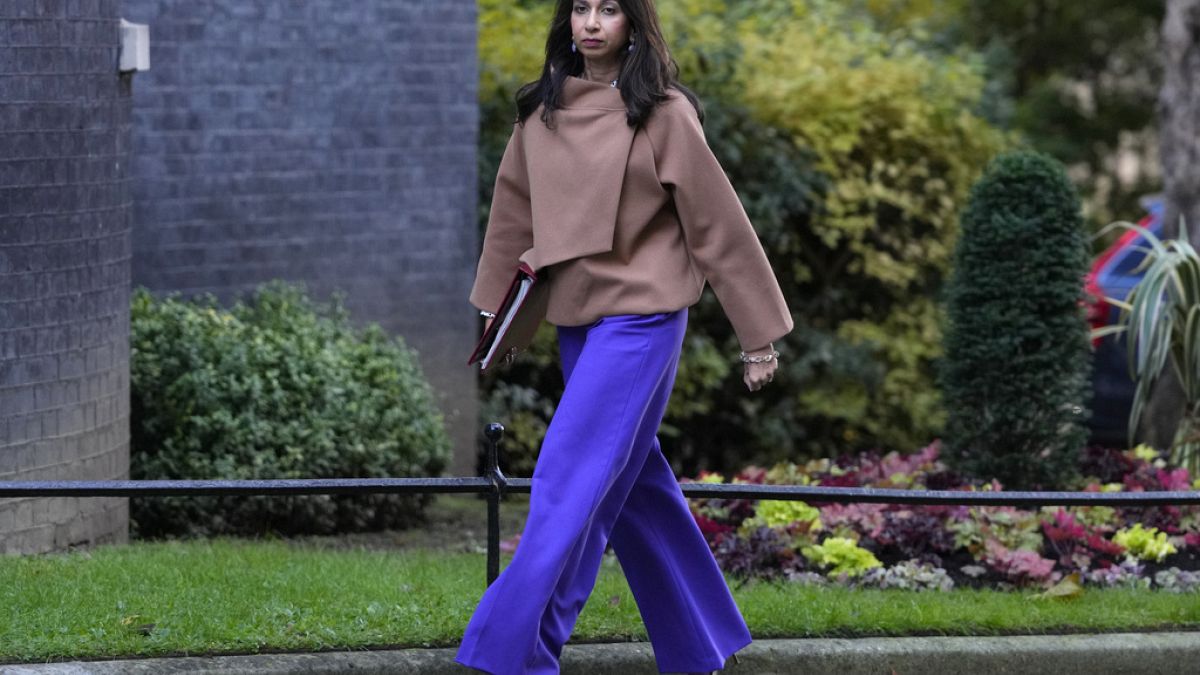 Britain's Home Secretary Suella Braverman arrives for a cabinet meeting in 10 Downing Street in London, Tuesday, Oct. 31, 2023. 