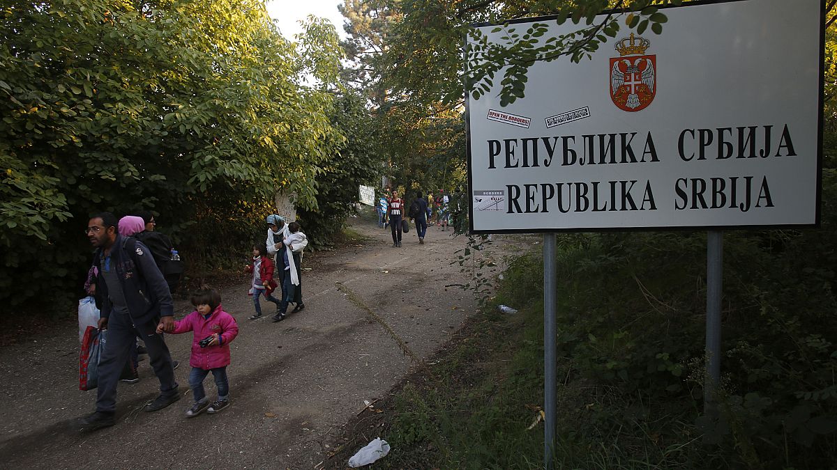 مجموعة من المهاجرين تتجه لعبور الحدود بين صربيا وكرواتيا