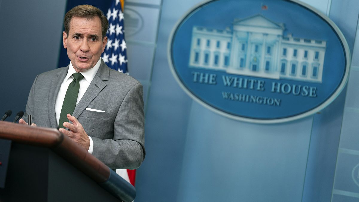 El portavoz de Seguridad Nacional de la Casa Blanca, John Kirby, durante una rueda de prensa en la Casa Blanca el 8 de noviembre