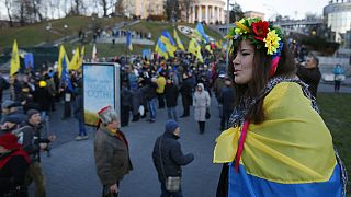 Foto de archivo de la conmemoración en la Plaza de la Independencia en Kiev del primer aniversario del "Euromaidán", en noviembre de 2014