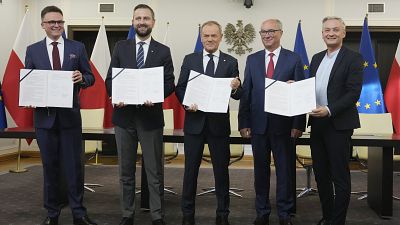 Les chefs de file des partis d'opposition polonais, 9 novembre 2023