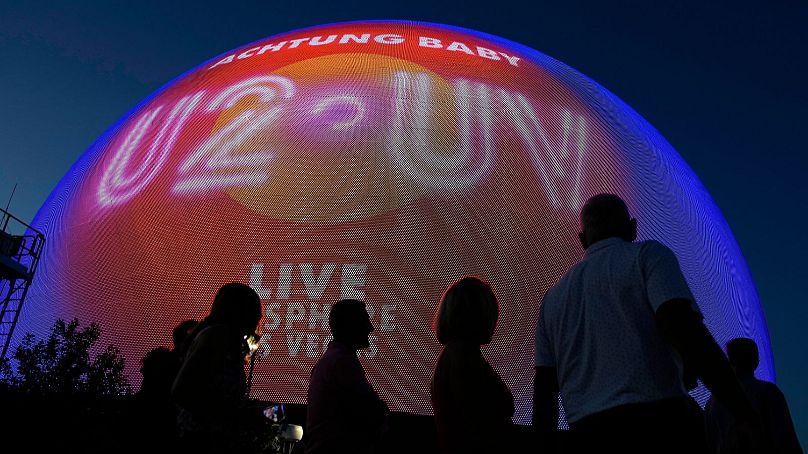 People arrive for the opening night of the Sphere and U2'S “UV Achtung Baby" show - Friday 29 September 2023, in Las Vegas.