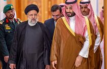 Наследный принц Саудовской Аравии и президент Ирана на саммите в Эр-Рияде, 11 ноября 2023 г.