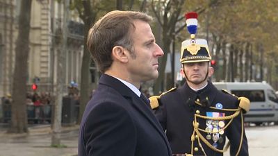 الرئيس الفرنسي إيمانويل ماكرون يحيي الذكرى 105 ليوم الهدنة