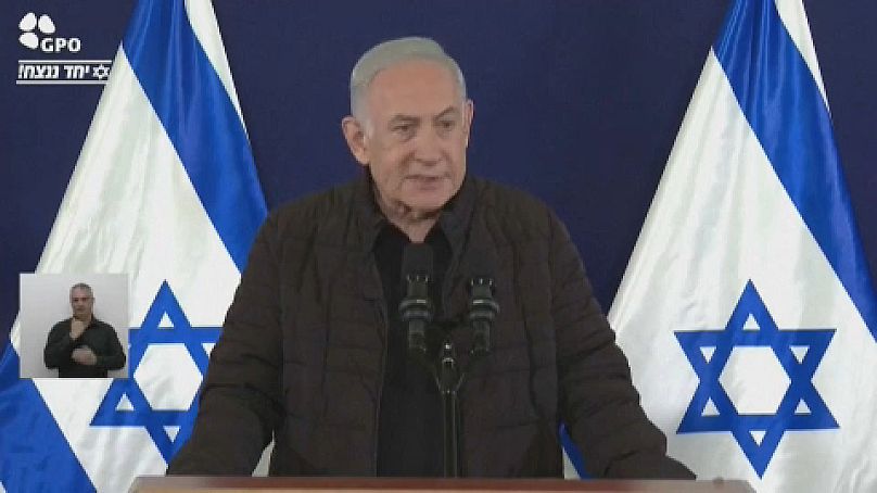 Netanyahu durante il discorso. (11.11.2023)