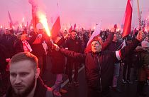 Марш в честь дня независимости Польши в Варшаве. 11 ноября 2023. 