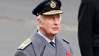 King Charles III during the National Service of Remembrance at The Cenotaph on Sunday