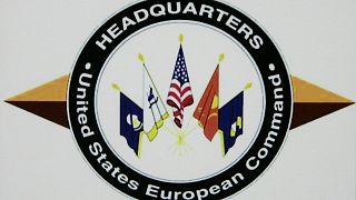 FILE - The logo of the headquarters of the US European Command (US EUCOM) is seen in the Patch Barracks in Stuttgart, southwestern Germany, Dec. 4, 2006.