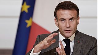 FILE: French President Emmanuel Macron speaks during a meeting with officials from Western and Arab nations, 9 November 2023