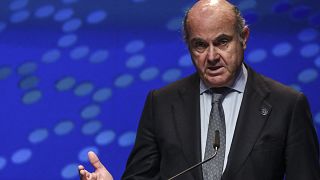  Вицепрезидентът на Европейската централна банка (ЕЦБ) Луис де Гиндос дава конференция след неофициална среща на ECOFIN в Лисабон на 22 май 2021 година 