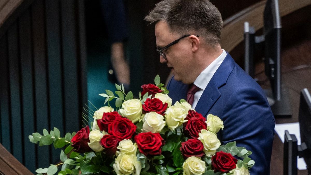 Imagen de Szymon Hołownia, quien ha sido elegido nuevo presidente de la Cámara Baja del Parlamento de Polonia.