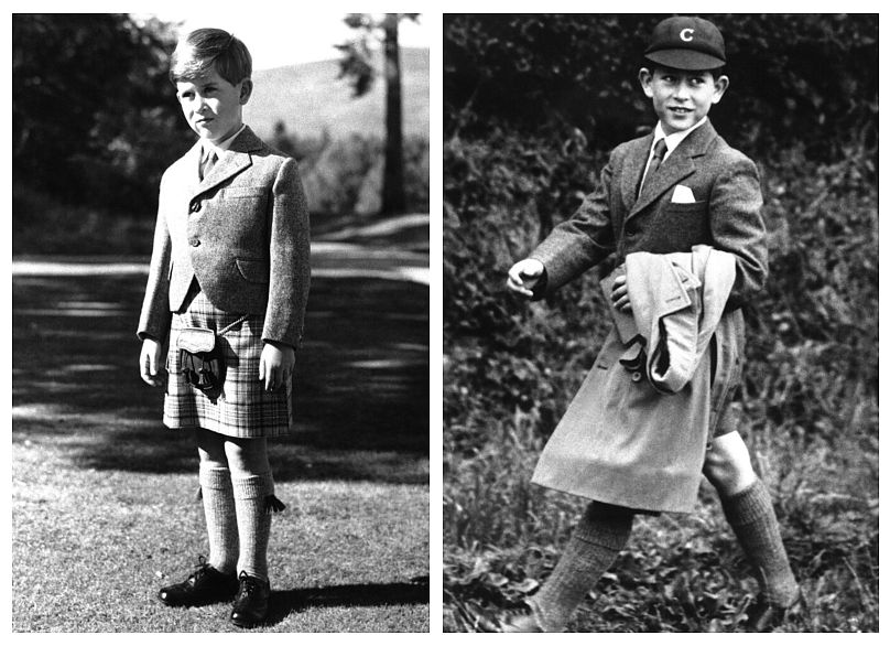 Károly herceg a hetedik szülinapján (első kép), illetve 10 éves korában - a második kép a wales-i hercegi cím adományozása utáni napon készült róla